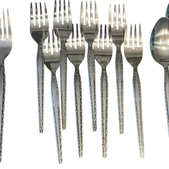 Rogers Ensenada Scroll Stainless Flatware Set 50 Pc‎ Service for 8 Vintage - Picture 6 of 12
